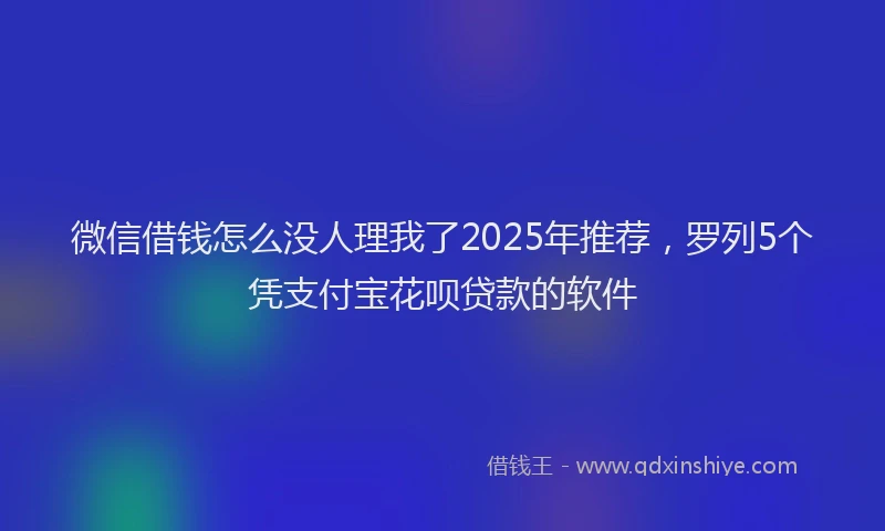 微信借钱怎么没人理我了2025年推荐，罗列5个凭支付宝花呗贷款的软件
