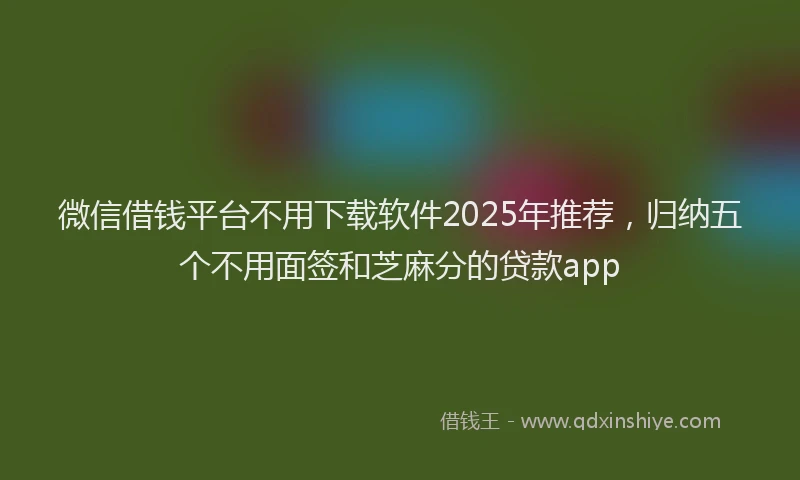 微信借钱平台不用下载软件2025年推荐，归纳五个不用面签和芝麻分的贷款app