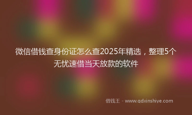 微信借钱查身份证怎么查2025年精选，整理5个无忧速借当天放款的软件