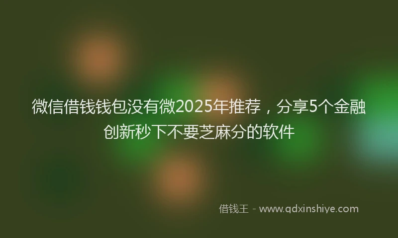 微信借钱钱包没有微2025年推荐，分享5个金融创新秒下不要芝麻分的软件