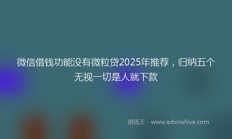 微信借钱功能没有微粒贷2025年推荐，归纳五个无视一切是人就下款