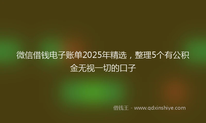微信借钱电子账单2025年精选，整理5个有公积金无视一切的口子