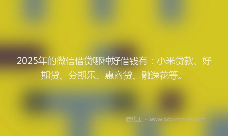 2025年的微信借贷哪种好借钱有：小米贷款、好期贷、分期乐、惠商贷、融逸花等。