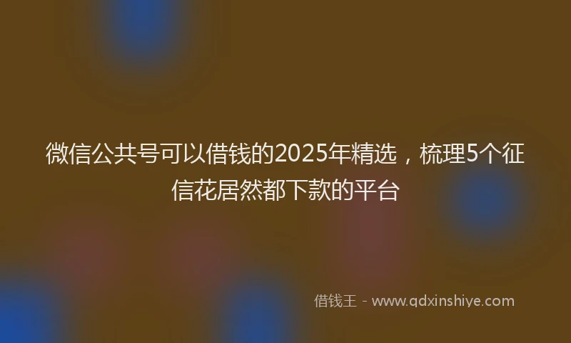 微信公共号可以借钱的2025年精选，梳理5个征信花居然都下款的平台