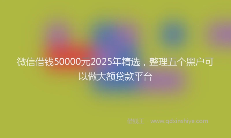 微信借钱50000元2025年精选，整理五个黑户可以做大额贷款平台