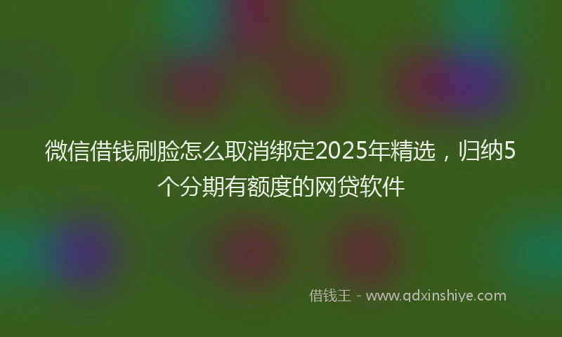 微信借钱刷脸怎么取消绑定2025年精选，归纳5个分期有额度的网贷软件