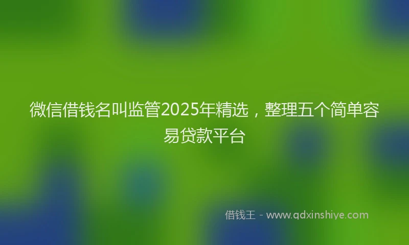 微信借钱名叫监管2025年精选，整理五个简单容易贷款平台