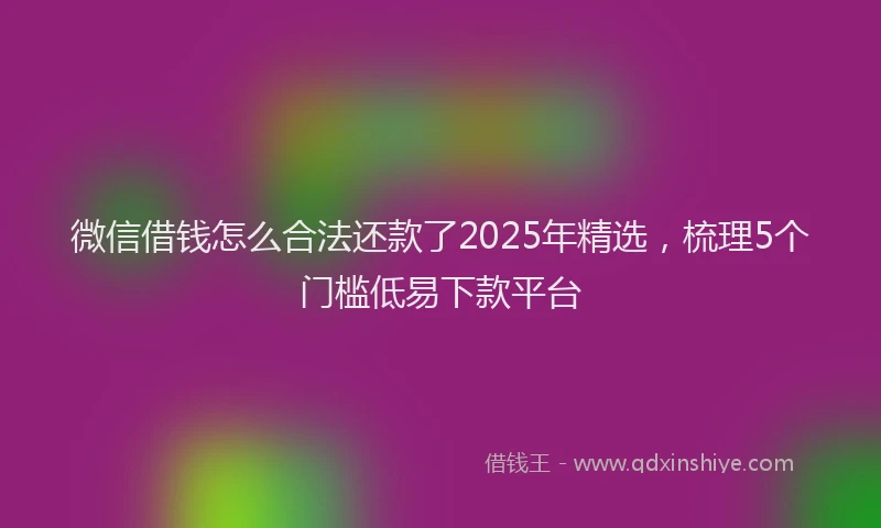 微信借钱怎么合法还款了2025年精选，梳理5个门槛低易下款平台