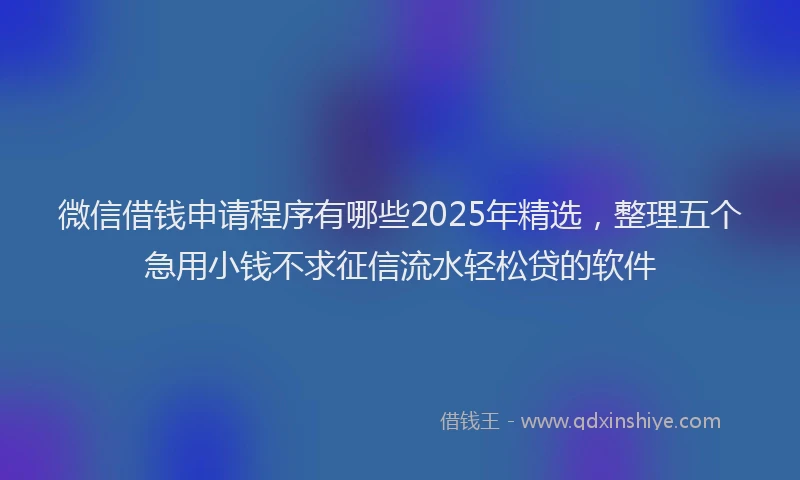 微信借钱申请程序有哪些2025年精选，整理五个急用小钱不求征信流水轻松贷的软件