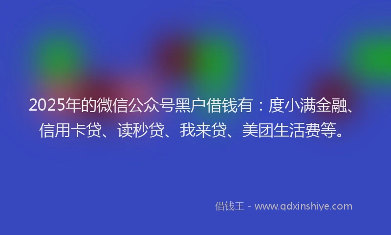 2025年的微信公众号黑户借钱有：度小满金融、信用卡贷、读秒贷、我来贷、美团生活费等。