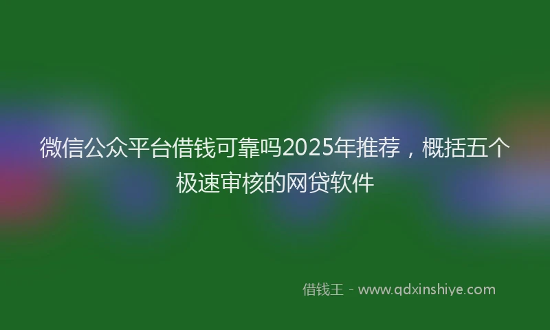 微信公众平台借钱可靠吗2025年推荐，概括五个极速审核的网贷软件