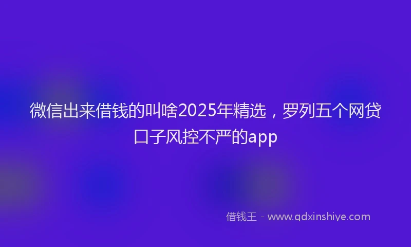微信出来借钱的叫啥2025年精选，罗列五个网贷口子风控不严的app