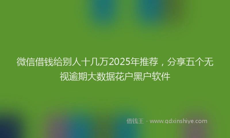 微信借钱给别人十几万2025年推荐，分享五个无视逾期大数据花户黑户软件