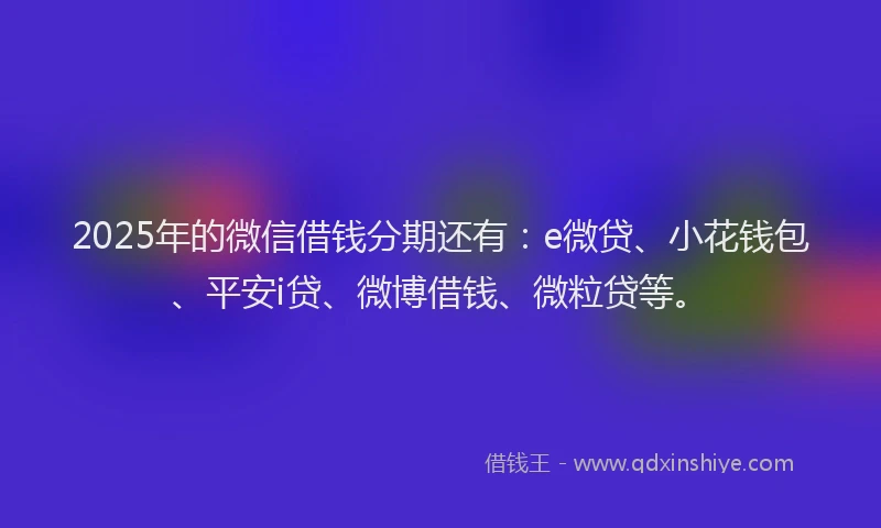 2025年的微信借钱分期还有：e微贷、小花钱包、平安i贷、微博借钱、微粒贷等。
