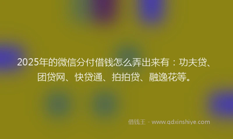 2025年的微信分付借钱怎么弄出来有：功夫贷、团贷网、快贷通、拍拍贷、融逸花等。