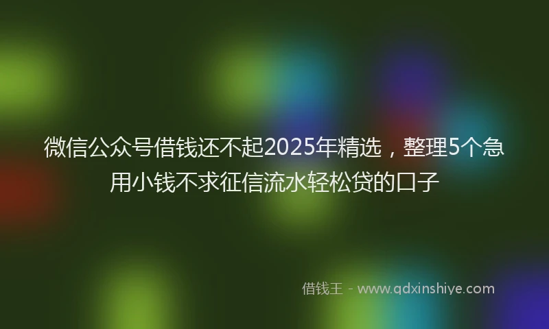 微信公众号借钱还不起2025年精选，整理5个急用小钱不求征信流水轻松贷的口子