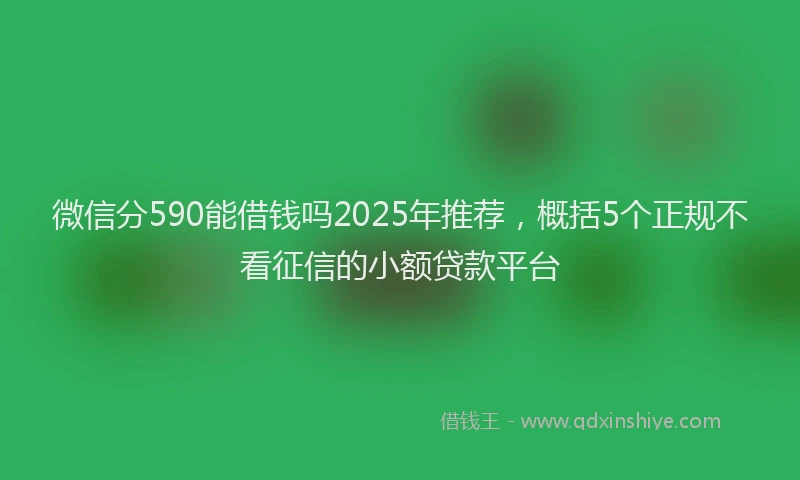 微信分590能借钱吗2025年推荐，概括5个正规不看征信的小额贷款平台
