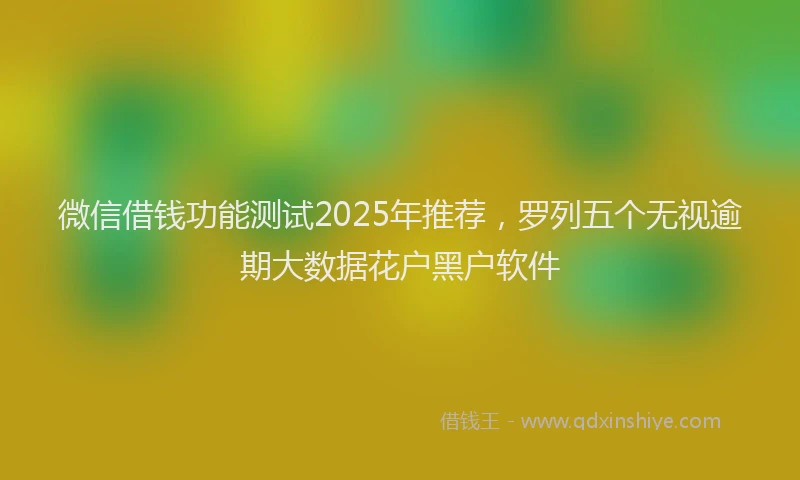微信借钱功能测试2025年推荐，罗列五个无视逾期大数据花户黑户软件