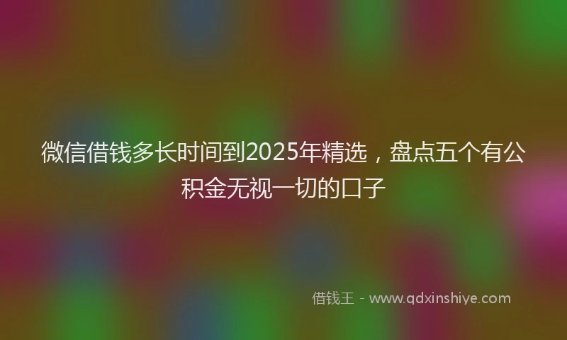 微信借钱多长时间到2025年精选，盘点五个有公积金无视一切的口子