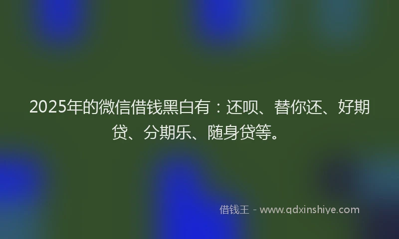 2025年的微信借钱黑白有：还呗、替你还、好期贷、分期乐、随身贷等。