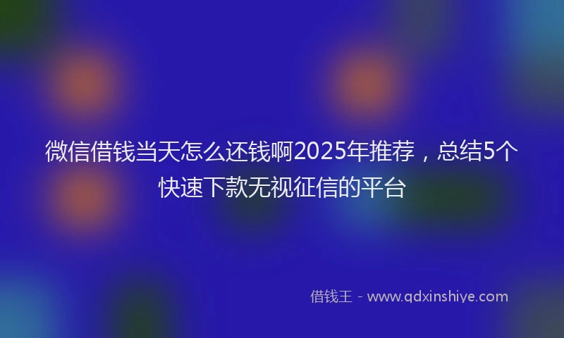 微信借钱当天怎么还钱啊2025年推荐，总结5个快速下款无视征信的平台