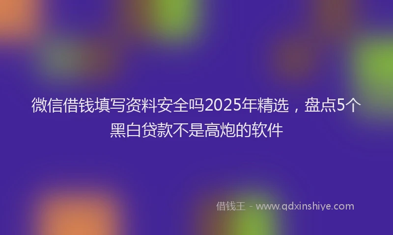 微信借钱填写资料安全吗2025年精选，盘点5个黑白贷款不是高炮的软件