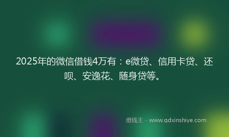 2025年的微信借钱4万有：e微贷、信用卡贷、还呗、安逸花、随身贷等。