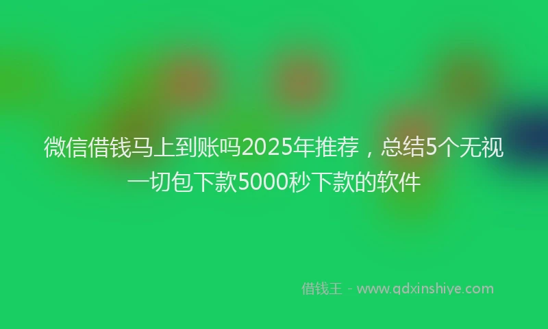 微信借钱马上到账吗2025年推荐，总结5个无视一切包下款5000秒下款的软件