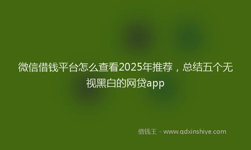 微信借钱平台怎么查看2025年推荐，总结五个无视黑白的网贷app