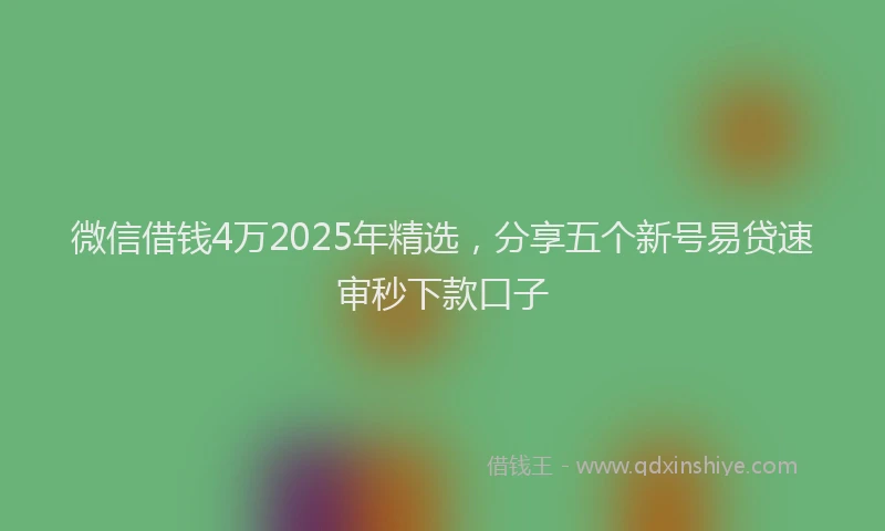 微信借钱4万2025年精选，分享五个新号易贷速审秒下款口子