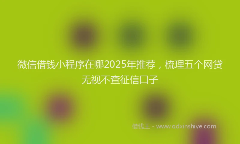微信借钱小程序在哪2025年推荐，梳理五个网贷无视不查征信口子