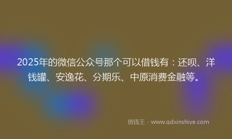 2025年的微信公众号那个可以借钱有：还呗、洋钱罐、安逸花、分期乐、中原消费金融等。