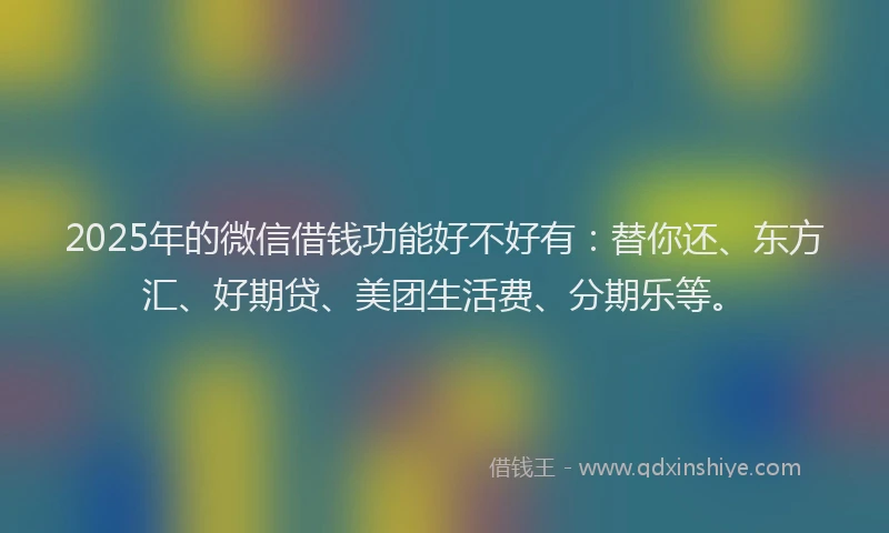 2025年的微信借钱功能好不好有：替你还、东方汇、好期贷、美团生活费、分期乐等。
