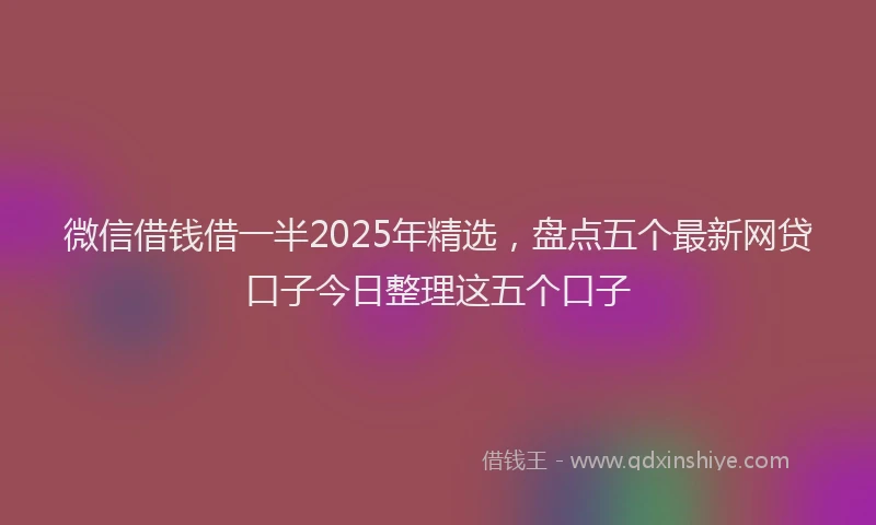 微信借钱借一半2025年精选，盘点五个最新网贷口子今日整理这五个口子