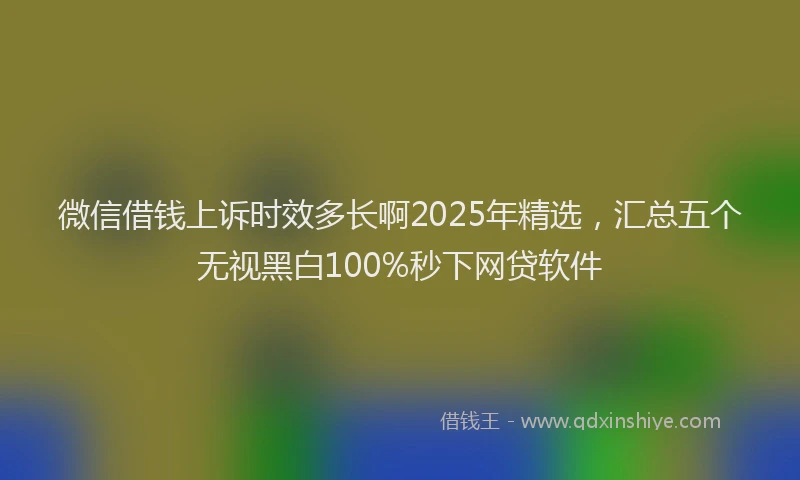 微信借钱上诉时效多长啊2025年精选，汇总五个无视黑白100%秒下网贷软件
