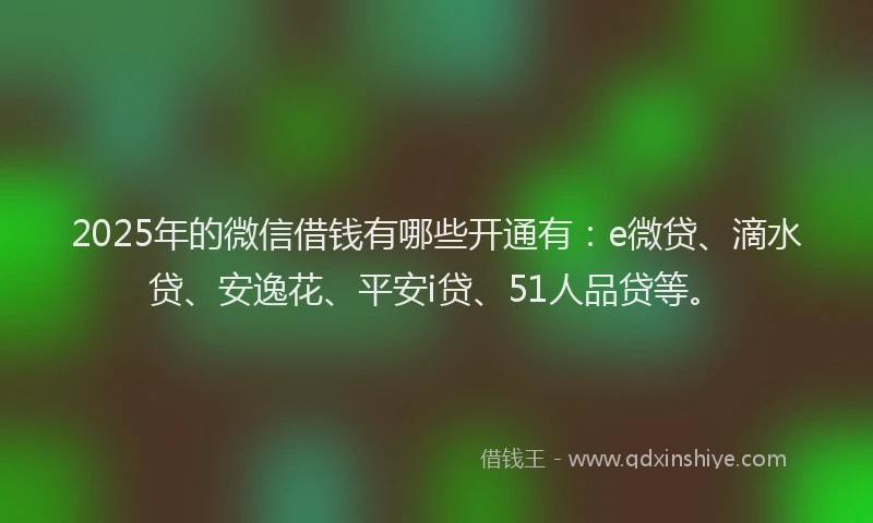 2025年的微信借钱有哪些开通有：e微贷、滴水贷、安逸花、平安i贷、51人品贷等。