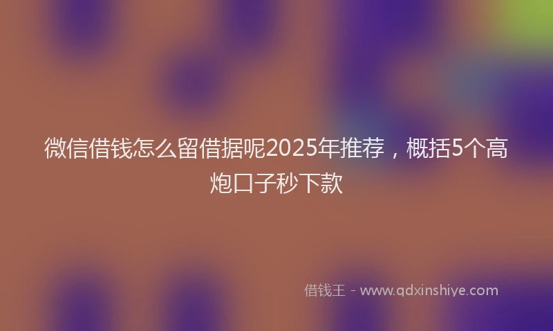微信借钱怎么留借据呢2025年推荐，概括5个高炮口子秒下款