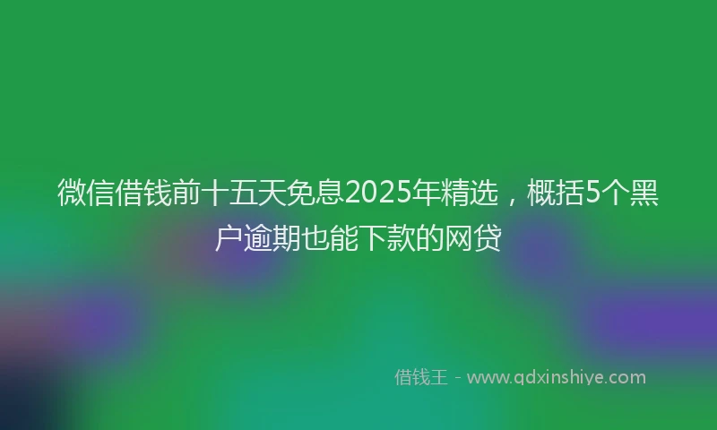 微信借钱前十五天免息2025年精选，概括5个黑户逾期也能下款的网贷