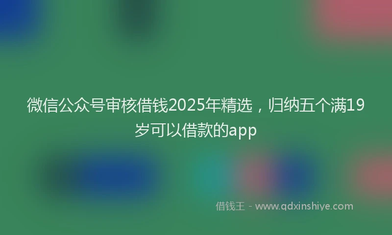 微信公众号审核借钱2025年精选，归纳五个满19岁可以借款的app