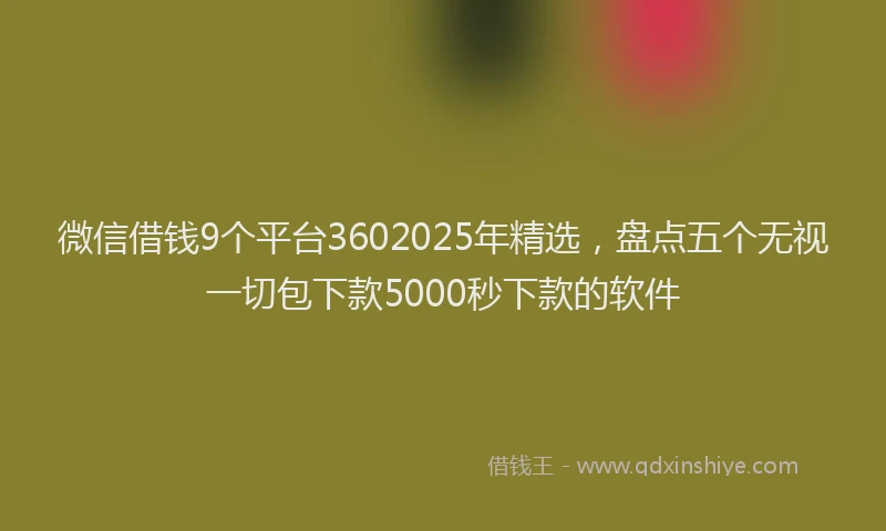 微信借钱9个平台3602025年精选，盘点五个无视一切包下款5000秒下款的软件