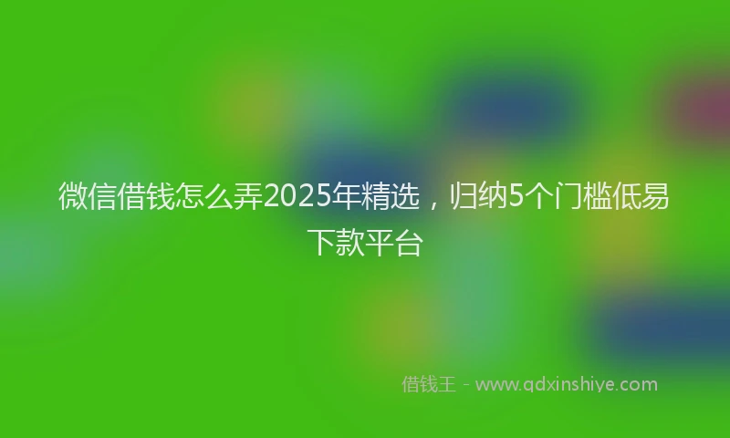 微信借钱怎么弄2025年精选，归纳5个门槛低易下款平台