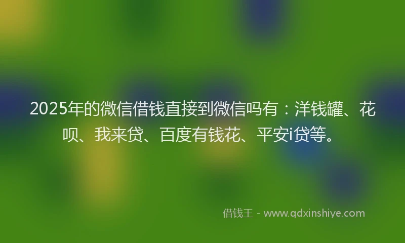 2025年的微信借钱直接到微信吗有：洋钱罐、花呗、我来贷、百度有钱花、平安i贷等。
