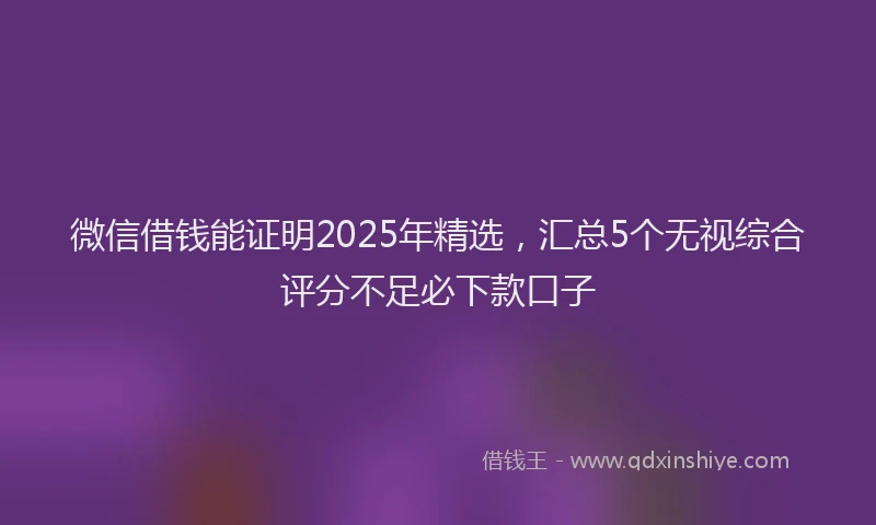 微信借钱能证明2025年精选，汇总5个无视综合评分不足必下款口子