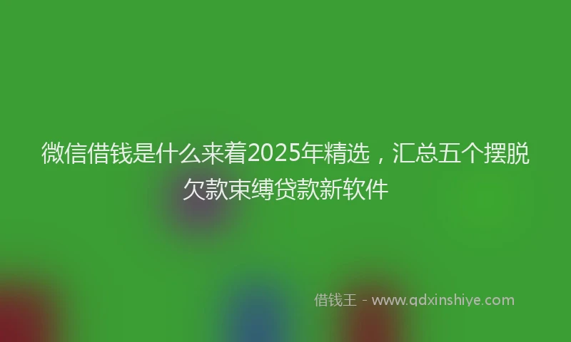 微信借钱是什么来着2025年精选，汇总五个摆脱欠款束缚贷款新软件