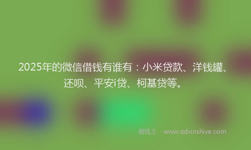 2025年的微信借钱有谁有：小米贷款、洋钱罐、还呗、平安i贷、柯基贷等。