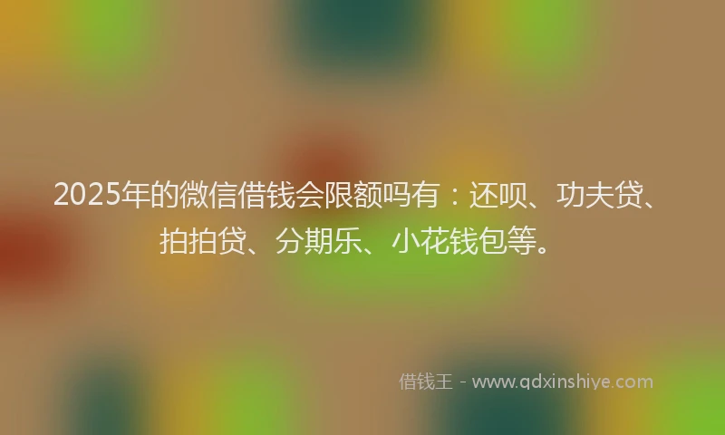 2025年的微信借钱会限额吗有：还呗、功夫贷、拍拍贷、分期乐、小花钱包等。