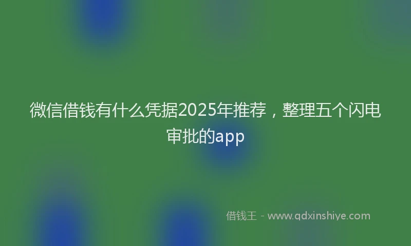 微信借钱有什么凭据2025年推荐，整理五个闪电审批的app