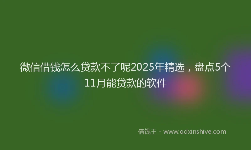 微信借钱怎么贷款不了呢2025年精选，盘点5个11月能贷款的软件