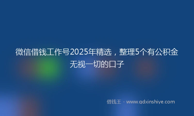 微信借钱工作号2025年精选，整理5个有公积金无视一切的口子