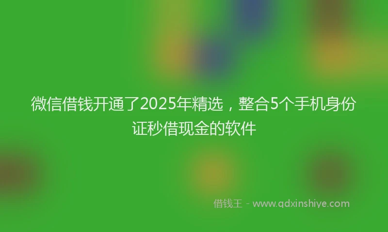 微信借钱开通了2025年精选，整合5个手机身份证秒借现金的软件